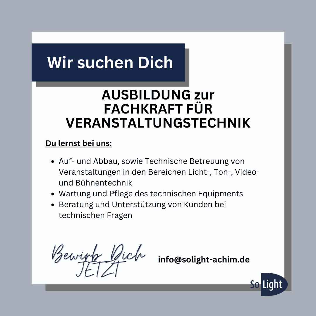 Ausbildung zur Fachkraft für Veranstaltungstechnik (m/w/d)