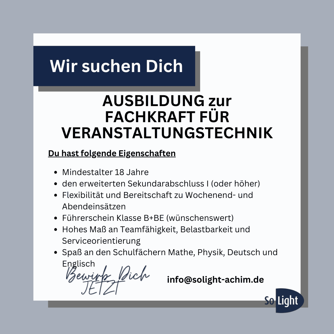 Ausbildung zur Fachkraft für Veranstaltungstechnik (m/w/d)