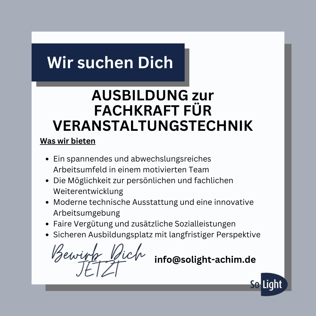Ausbildung zur Fachkraft für Veranstaltungstechnik (m/w/d)